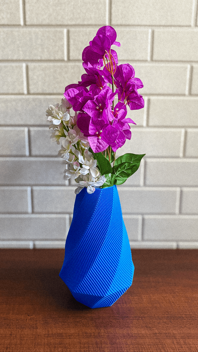 Selene Faceted Flower Vase, 3D Printed Ripple Texture Decor