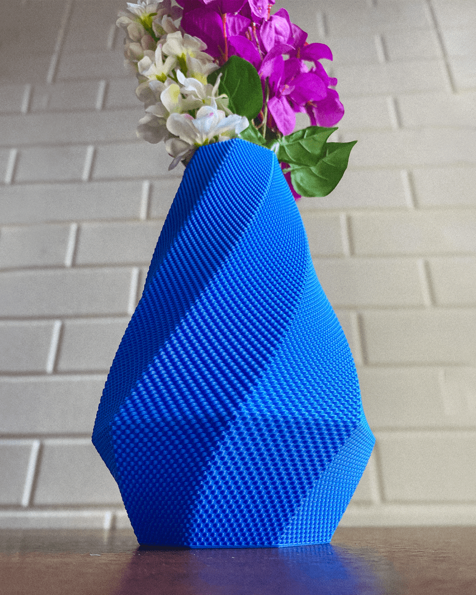 Selene Faceted Flower Vase, 3D Printed Ripple Texture Decor