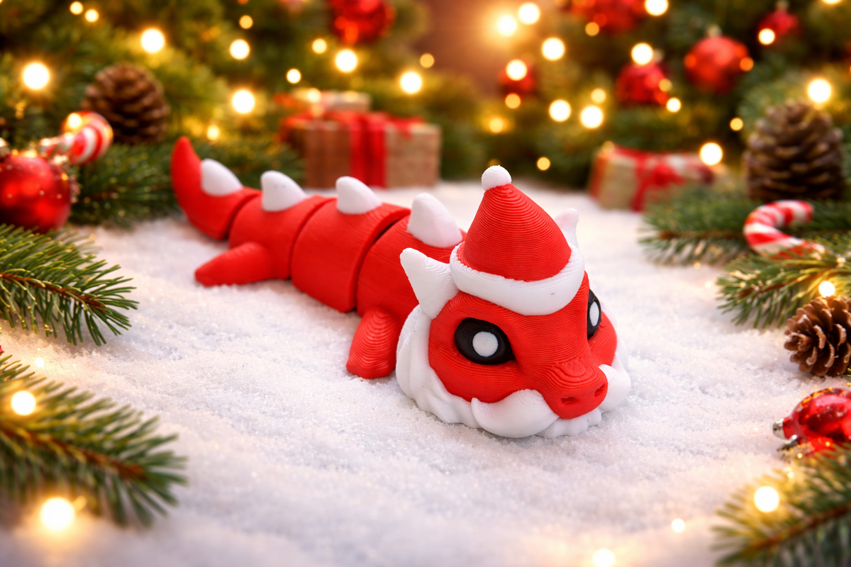 Santa Dragon - Articualted Keychain Dragon