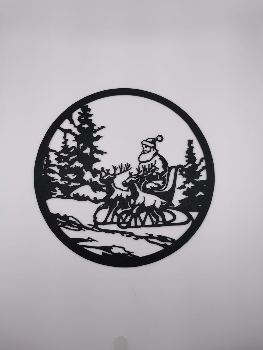 2d Santa Claus With Reindeer Wall Art/window Art