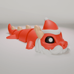 Santa Dragon Keychain, Articulated 3D Printed Christmas Fidget Toy