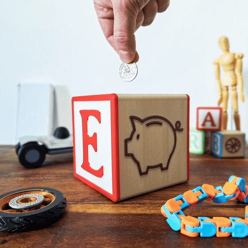 Alphabet Block Piggy Bank, Personalised 3D Printed Coin Bank