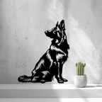 German Shepherd Silhouette Wall Art, 3D Printed Dog Panel