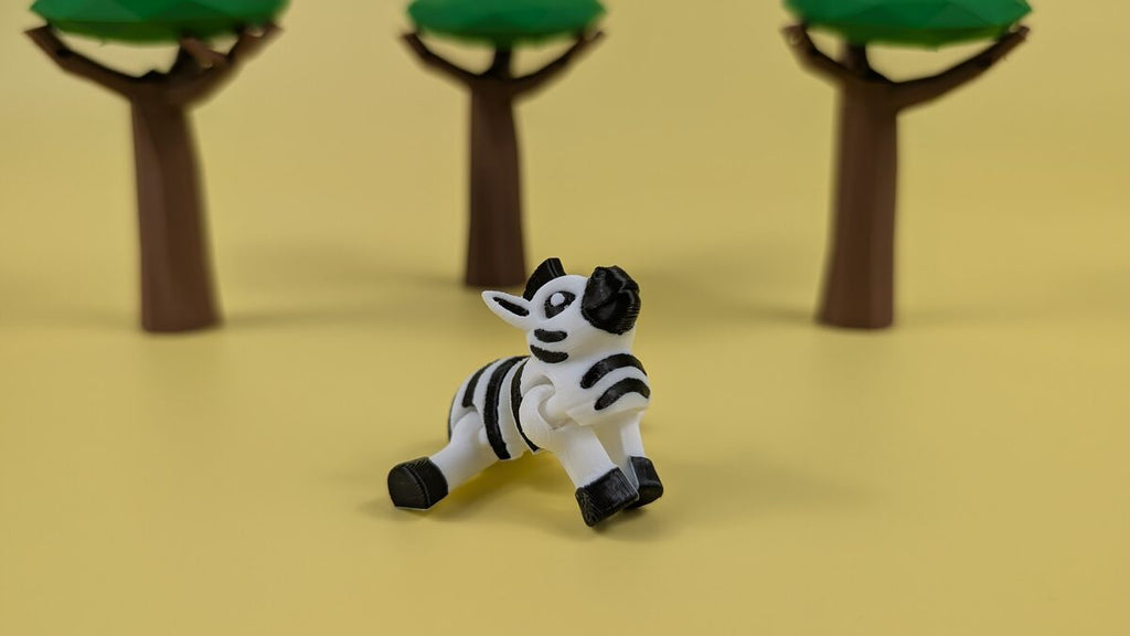 Articulated Zebra Keychain Figure, 3D Printed Fidget Toy