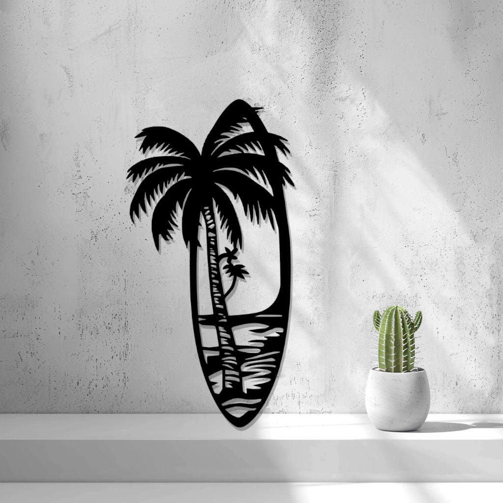 2d Surfboard Beach Design Wall Art