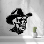 Skull Cowboy Wall Art, 3D Printed Western Silhouette Panel