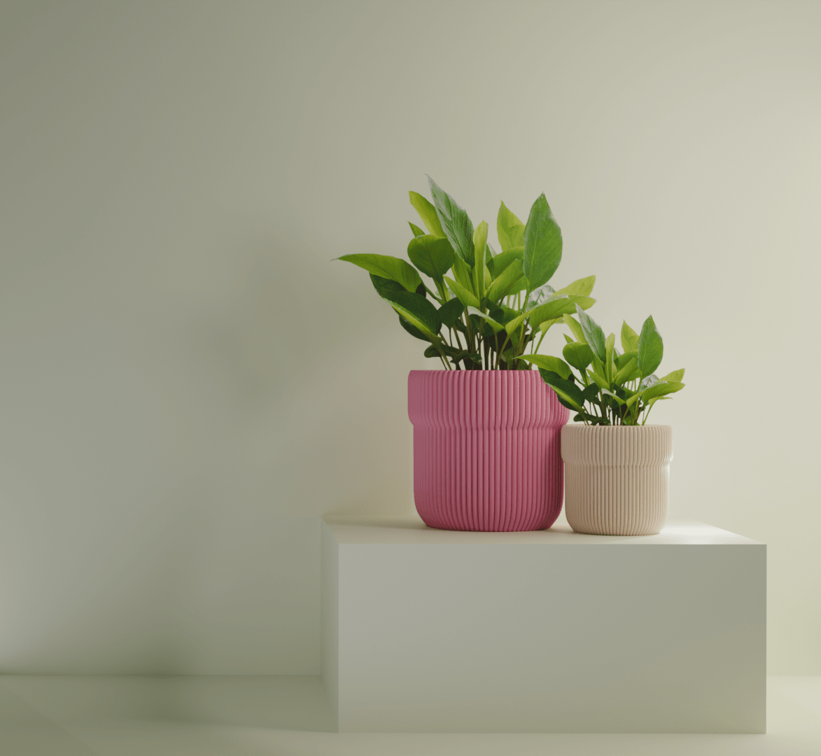 Fluted Hourglass Planter Pot, 3D Printed Ribbed Plant Pot