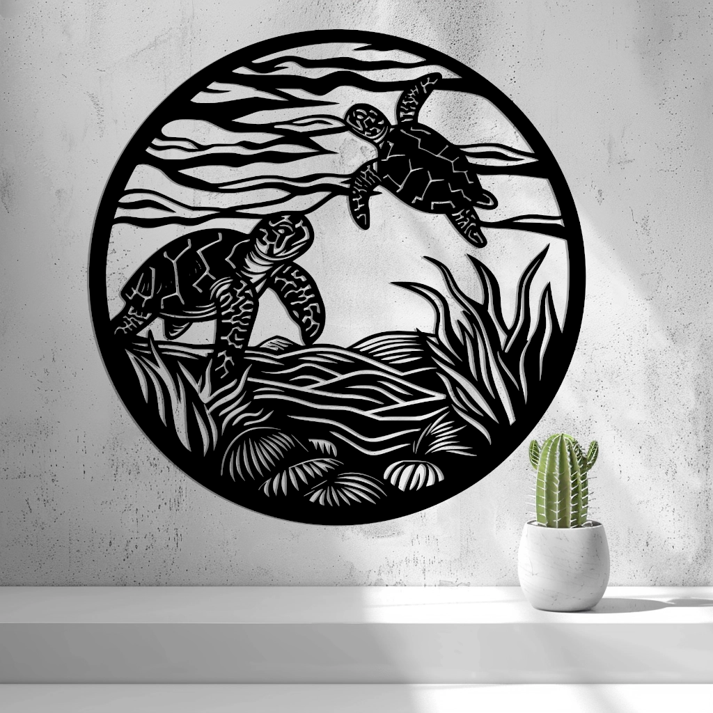 2d Turtles In Ocean