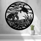 Round Sea Turtle Wall Art, 3D Printed Ocean Decor Panel