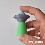 UFO Clicker Fidget Toy, 3D Printed Alien Desk Toy