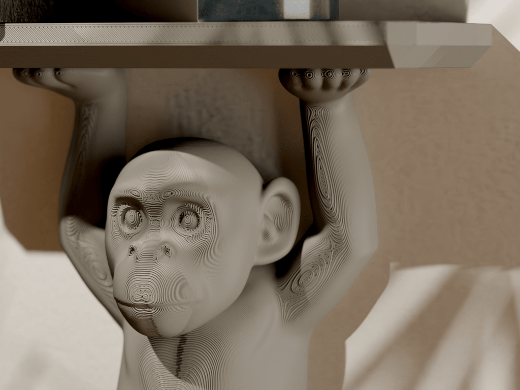 Monkey Wall Shelf, 3D Printed Primate Perch Floating Shelf