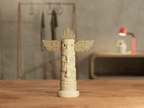 Totem Pole Card & Photo Stand, Carved Desk Display