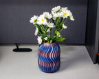 Wavy Ribbed Barrel Vase, 3D Printed Flower Vase