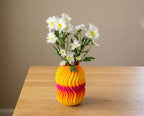 Wavy Ribbed Barrel Vase, 3D Printed Flower Vase