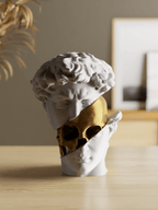 Golden Skull David Bust Sculpture, 3D Printed Home Decor