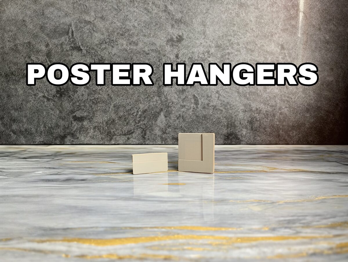 Frameless Poster Hanger Clips, 3D Printed Corner Mount Set
