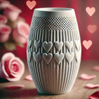 Heart Lattice Ribbed Flower Vase, 3D Printed Valentine's Decor