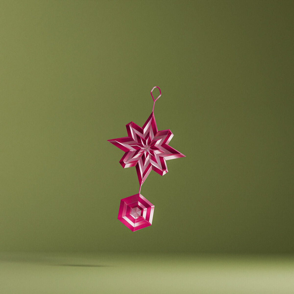 Geometric Christmas Ornament Set, 3D Printed Star and Tree Decor