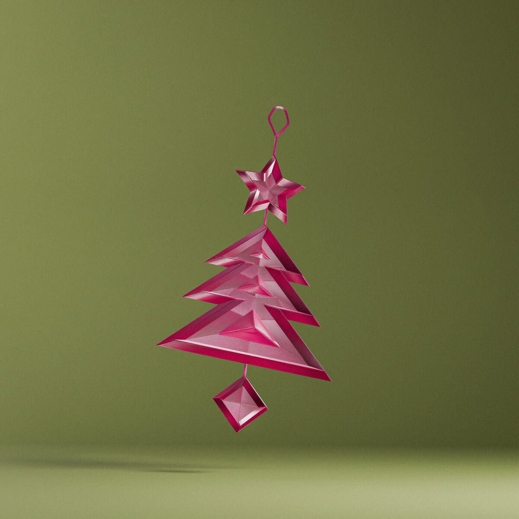 Geometric Christmas Ornament Set, 3D Printed Star and Tree Decor