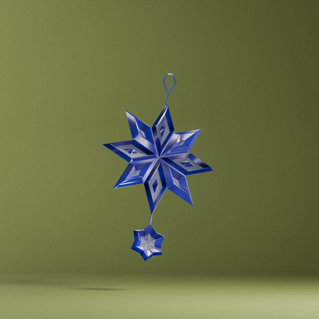Geometric Christmas Ornament Set, 3D Printed Star and Tree Decor