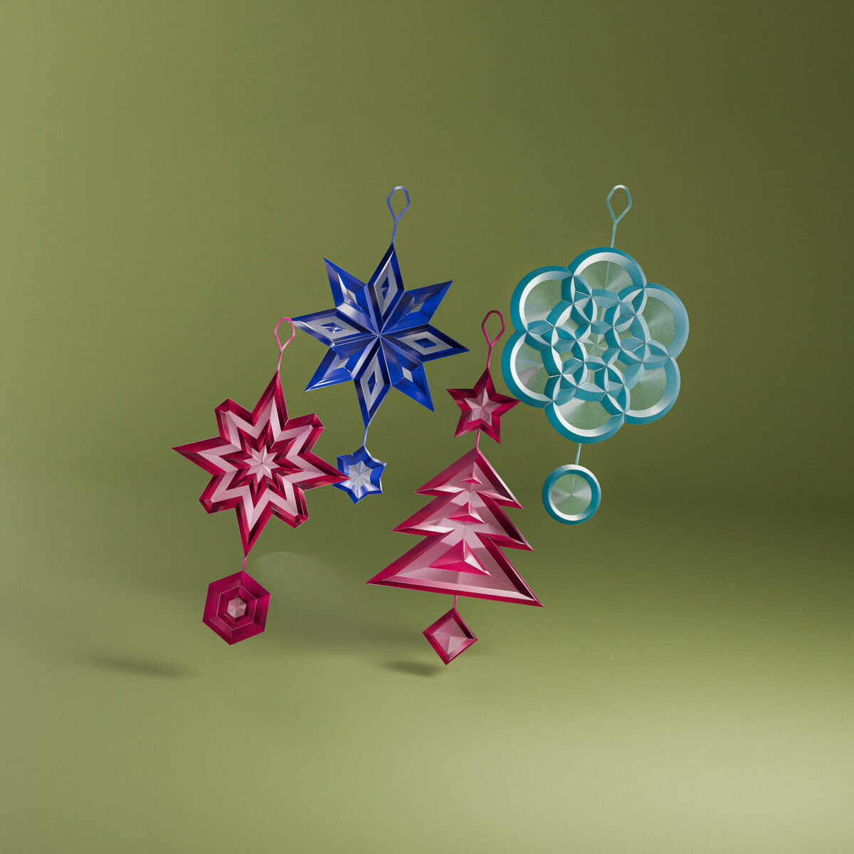 Geometric Holiday Ornaments Set