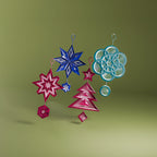 Geometric Christmas Ornament Set, 3D Printed Star and Tree Decor