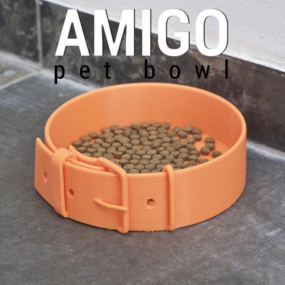 Amigo Pet Bowl, Collar Buckle Design Dog Bowl (3D Printed)