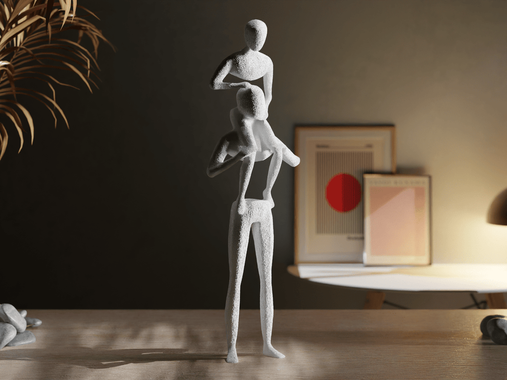 Nobody Family Sculpture, Faceless Father and Child Statue