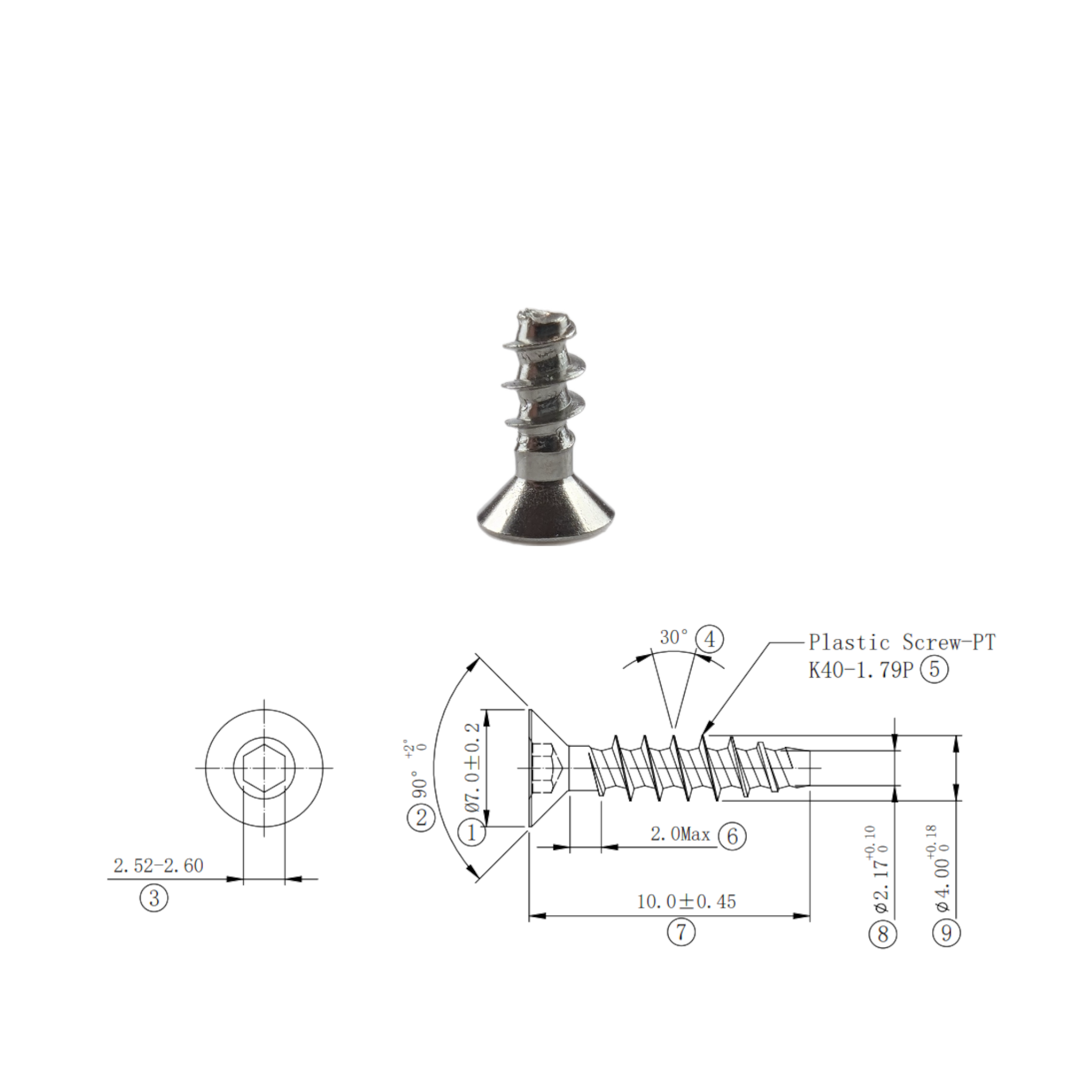 SS304 Thread Forming Screws for Plastics