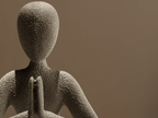 Faceless Meditator Prayer Statue, Textured 3D Printed Sculpture
