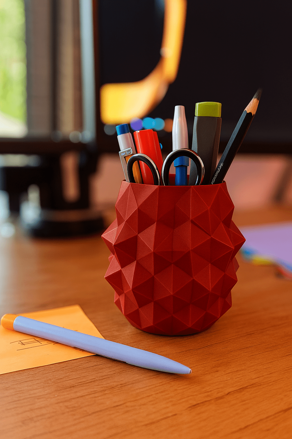 Low-Poly Geometric Pen Holder