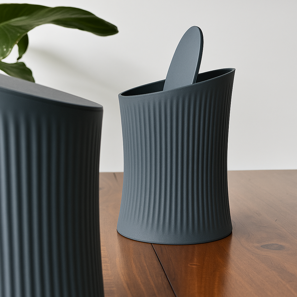 Minky Ribbed Desktop Bin with Swing Lid