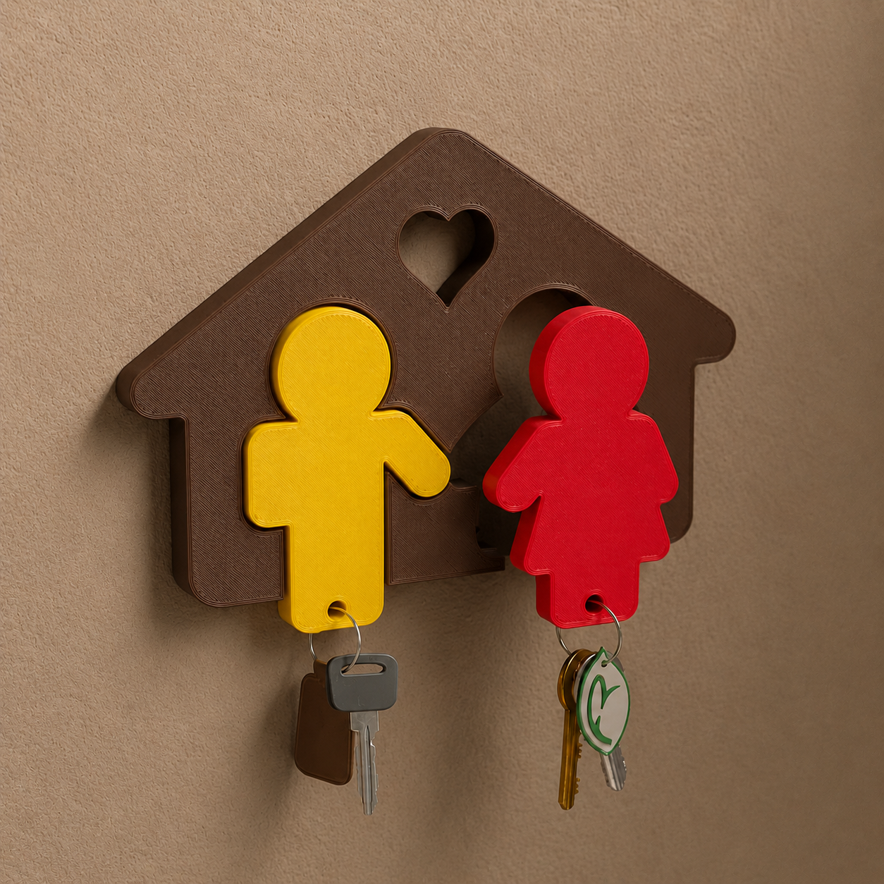 Couples House Key Holder with Character Keychains