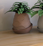 Faceted Egg Planter with Saucer, 3D Printed Geometric Plant Pot