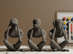 No Evil Trio, 3D Printed Faceless Sculpture Set