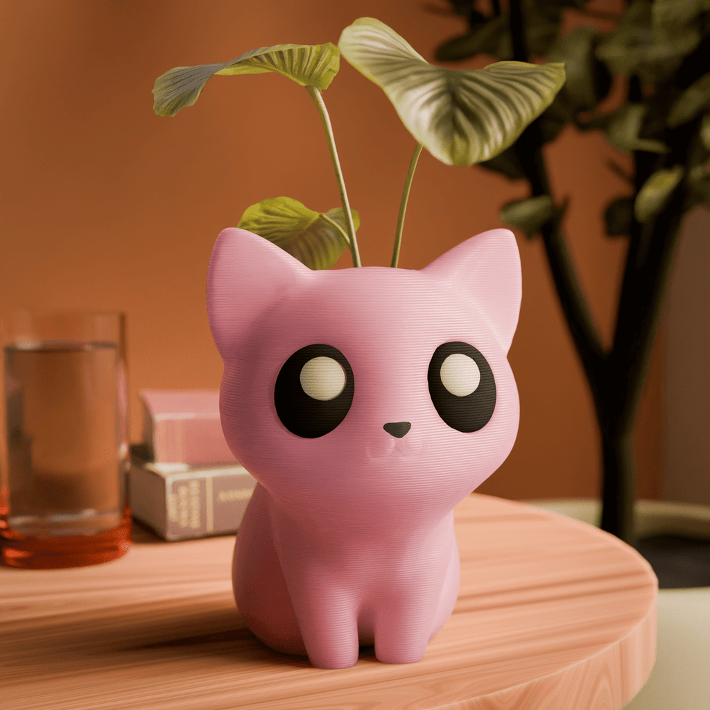 Chibi Kitten Planter, 3D Printed Cat Plant Pot