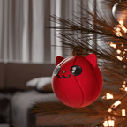 Cat Face Christmas Ornament, 3D Printed Bauble for Cat Lovers