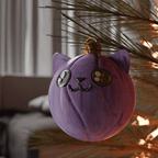 Cat Face Christmas Ornament, 3D Printed Bauble for Cat Lovers