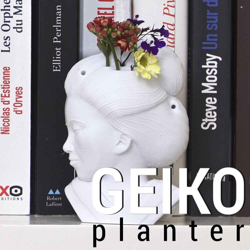 Geiko Bust Planter, 3D Printed Sculptural Geisha Head Vase