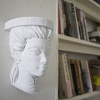 Geisha Head Wall Shelf, 3D Printed Bust Sculpture