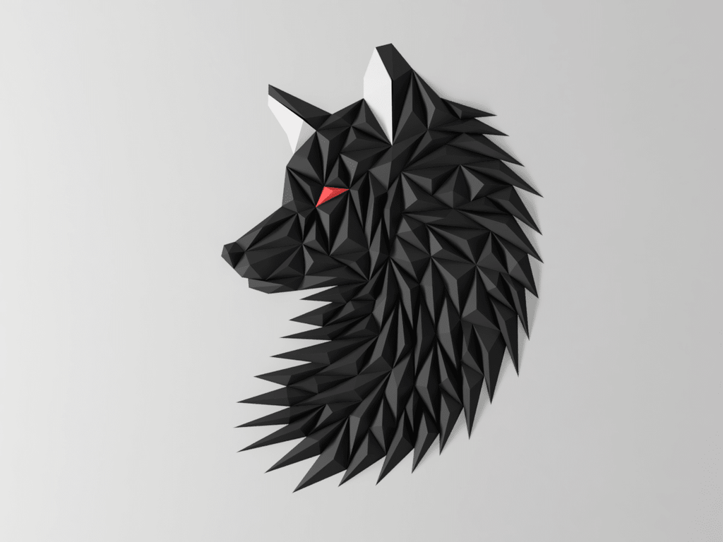 Wolf Head Wall Art, 3D Printed Geometric Fox Sculpture