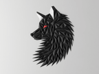 Wolf Head Wall Art, 3D Printed Geometric Fox Sculpture