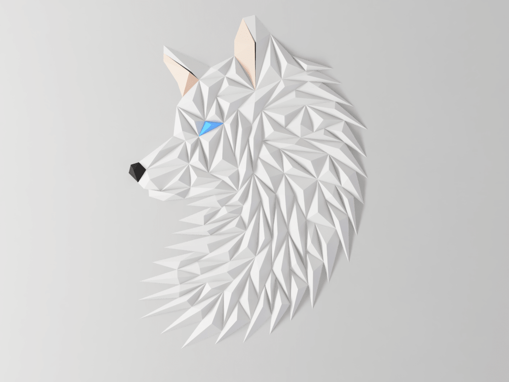 Wolf Head Wall Art, 3D Printed Geometric Fox Sculpture