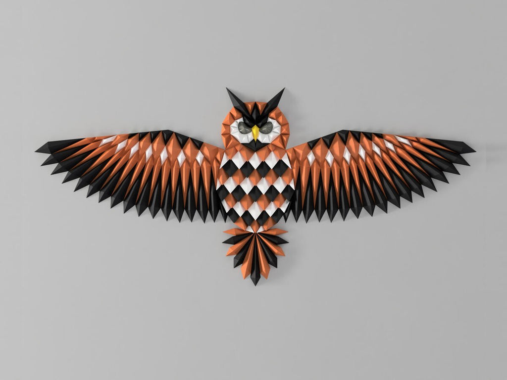 Geometric Owl Wall Art, 3D Printed Wall Sculpture