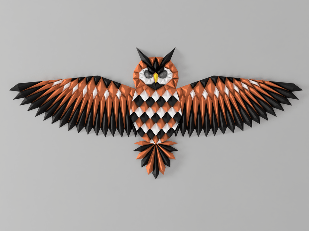 Geometric Owl Wall Art, 3D Printed Wall Sculpture