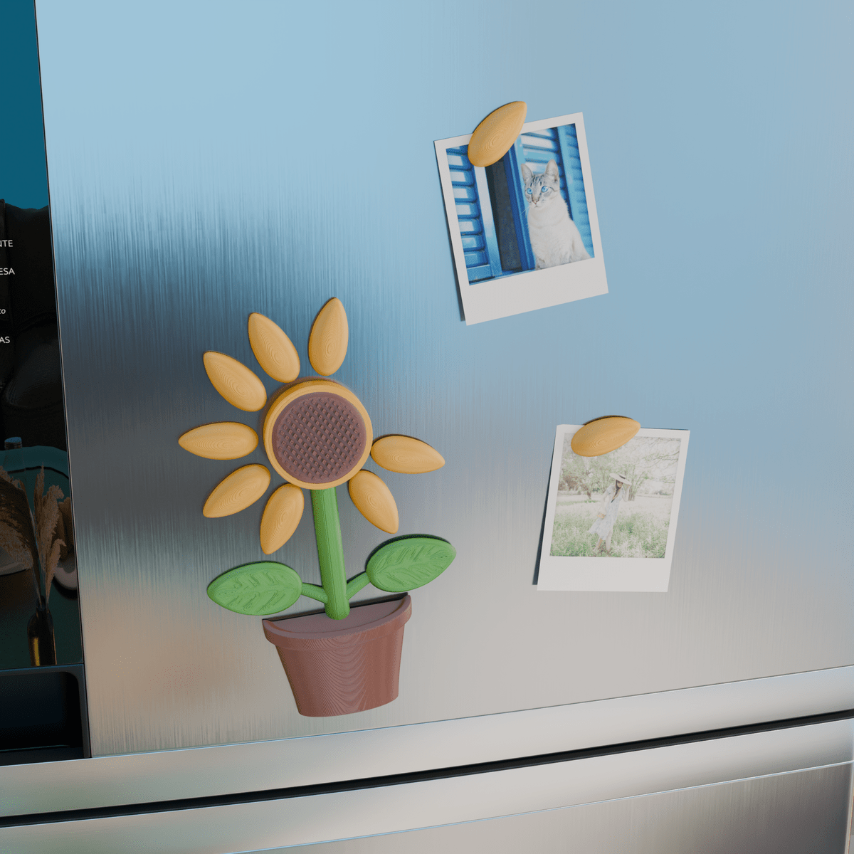 Sunflower Fridge Magnet Set, 3D Printed Flower Decor
