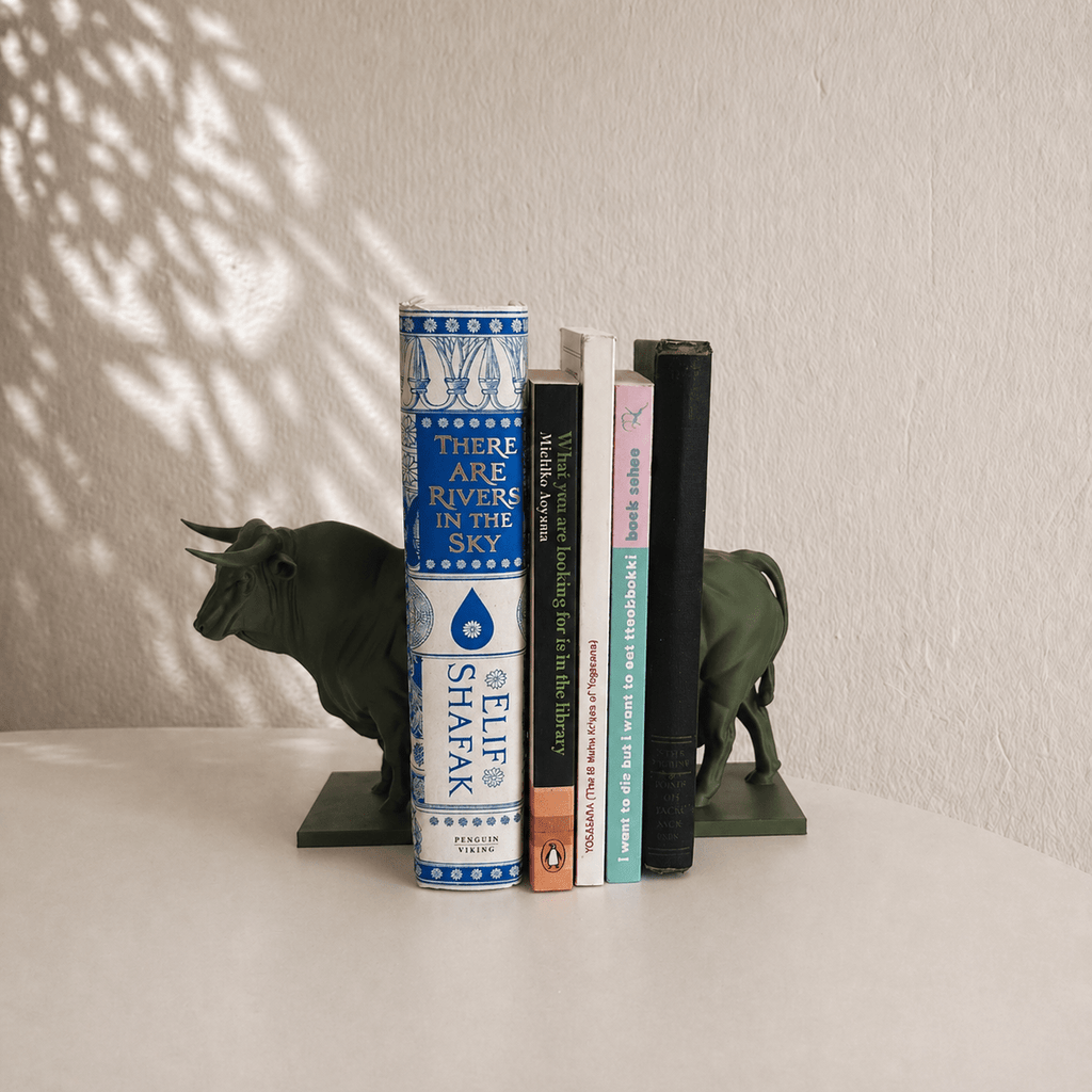 Bull Bookends, 3D Printed Split Animal Sculpture Set