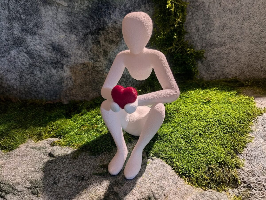 Faceless Figure Sculpture, 3D Printed Heart Statue