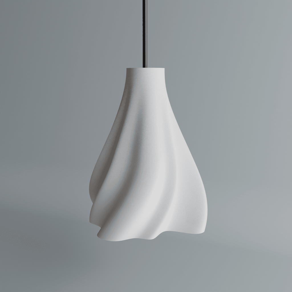 Silken Twist Pendant Lamp Shade, 3D Printed Swirl Light