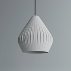 Fluted Bell Pendant Lamp Shade, 3D Printed Ribbed Lighting